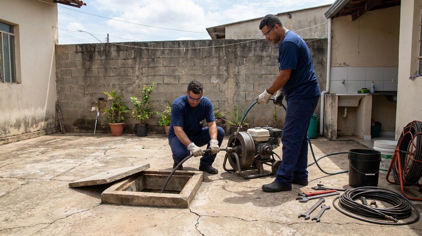 Desentupimento de esgoto residencial em Zona Sul‑SP