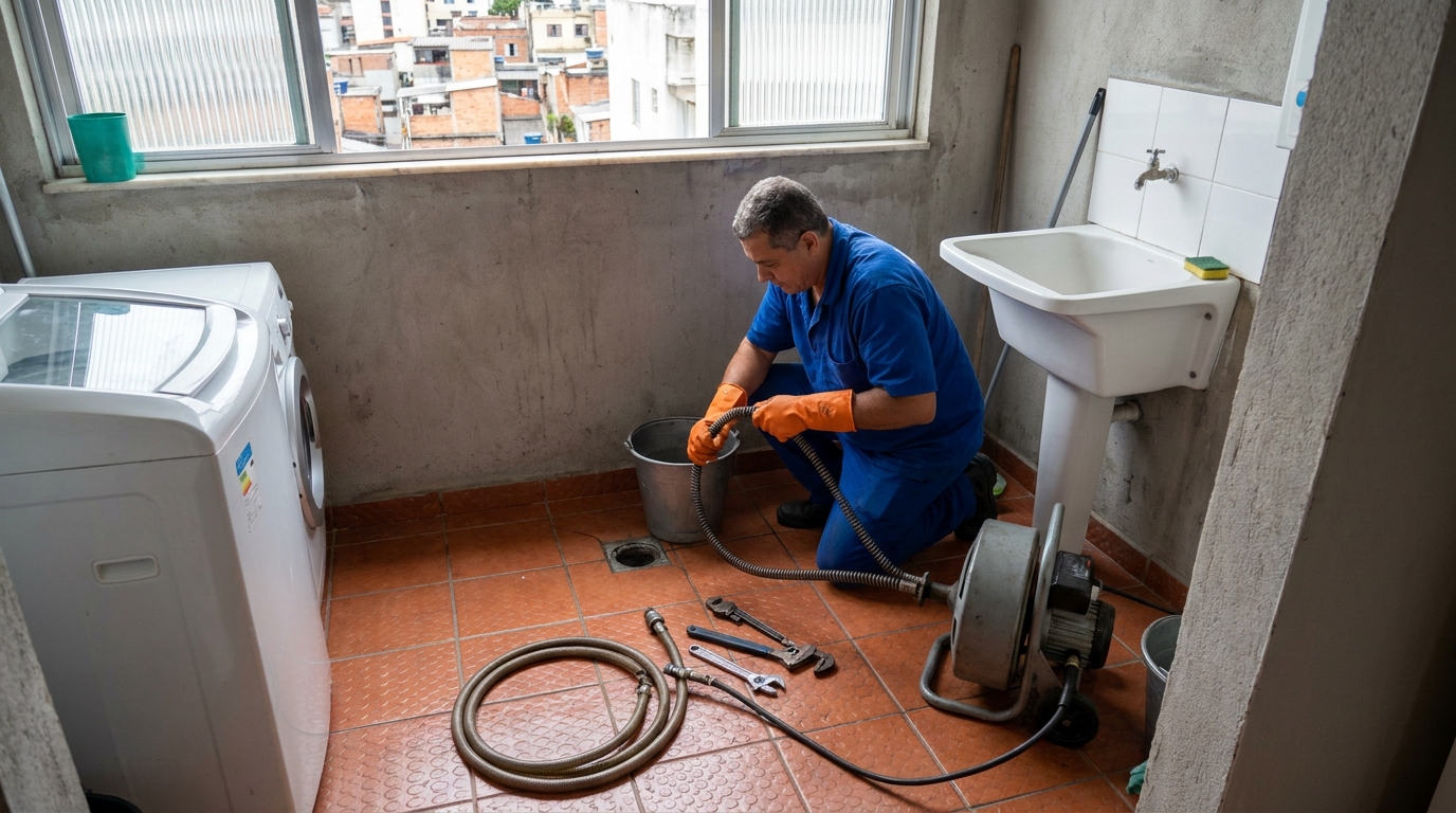 Desentupimento de ralo com equipamento em Zona Sul‑SP